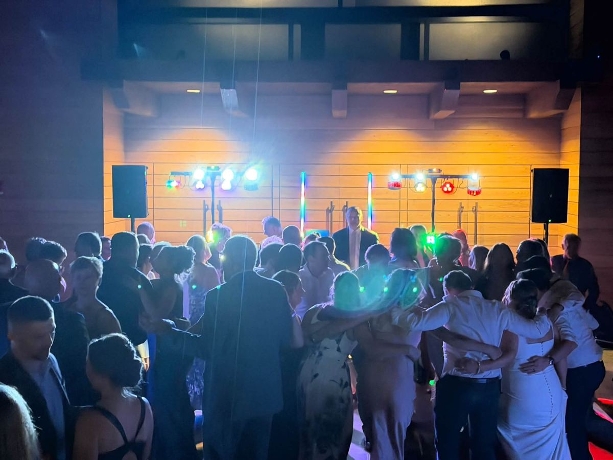 Anthony's DJ rig set up and lit